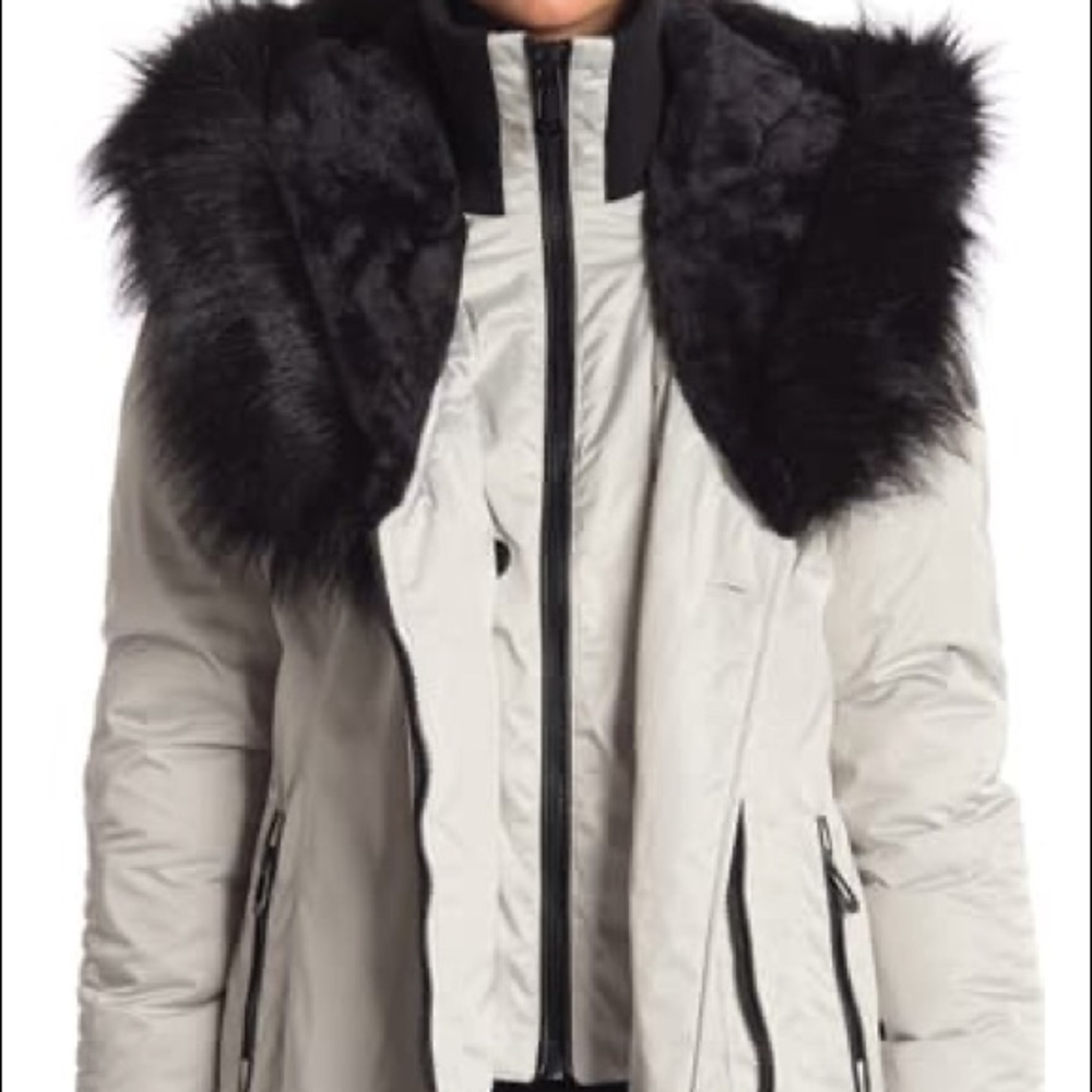Noize Faux Fur Trim Parka in Snow, NWOT